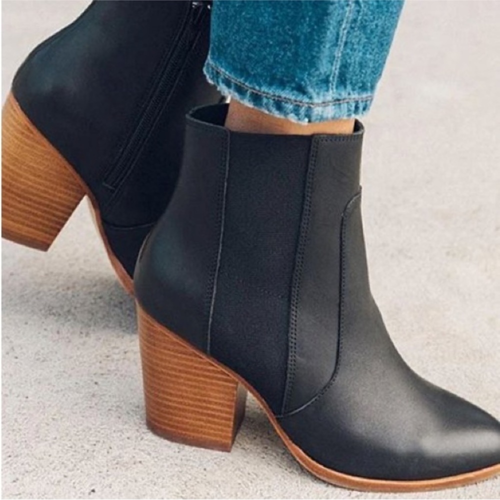Soludos | Black Emma Leather Bootie | Size 9 | Genuine Leather | Brand New‎